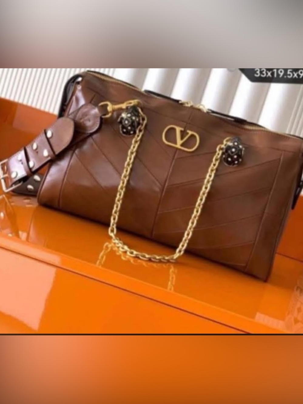 Valentina Quilted Leather Shoulder Bag in Brown